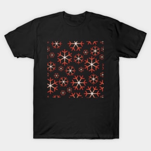 Red Christmas Snowflakes Pattern T-Shirt